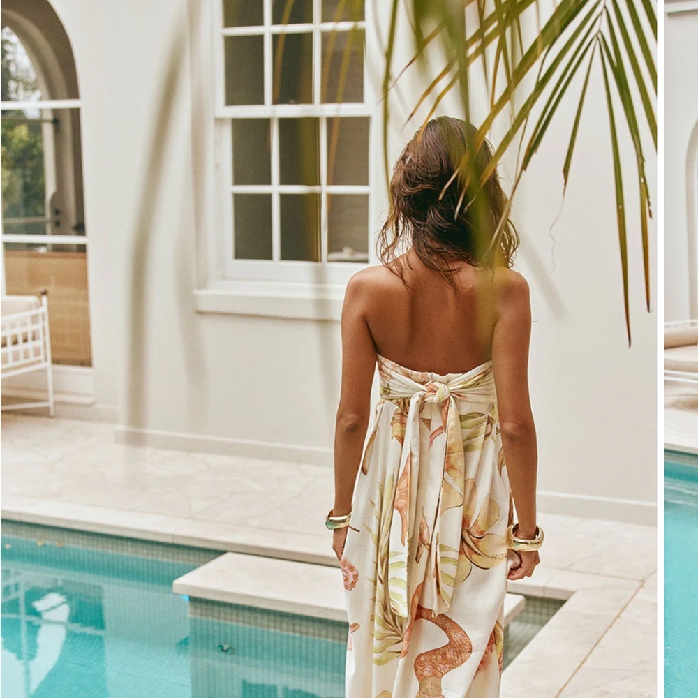 Sabo Skirt Strapless Dress in Cream and Gold